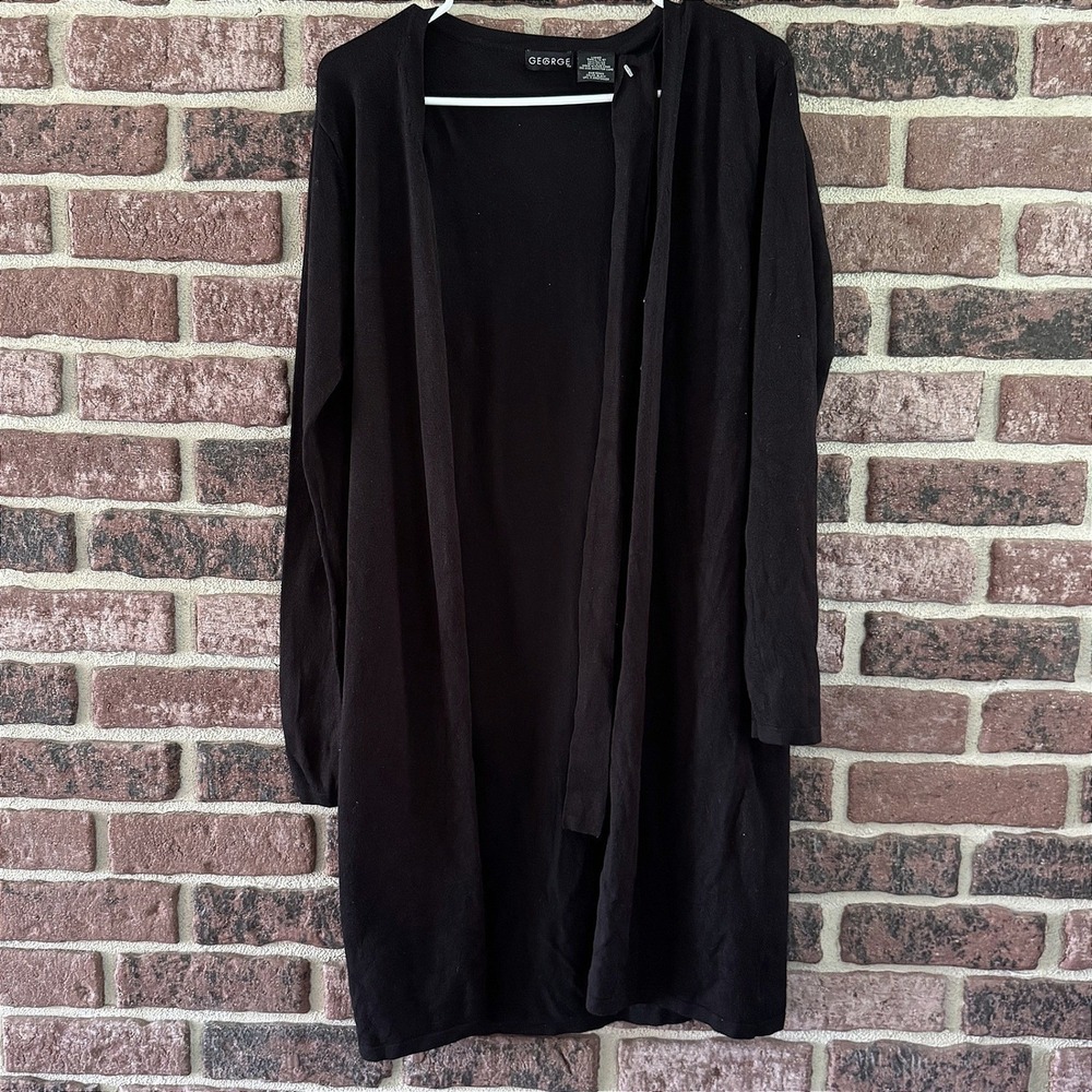 Open Front Longline Capsule Cardigan Sweater Small Dark Layer George Black Work